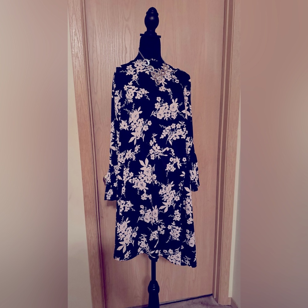 Floral Black and Pink Swing Dress